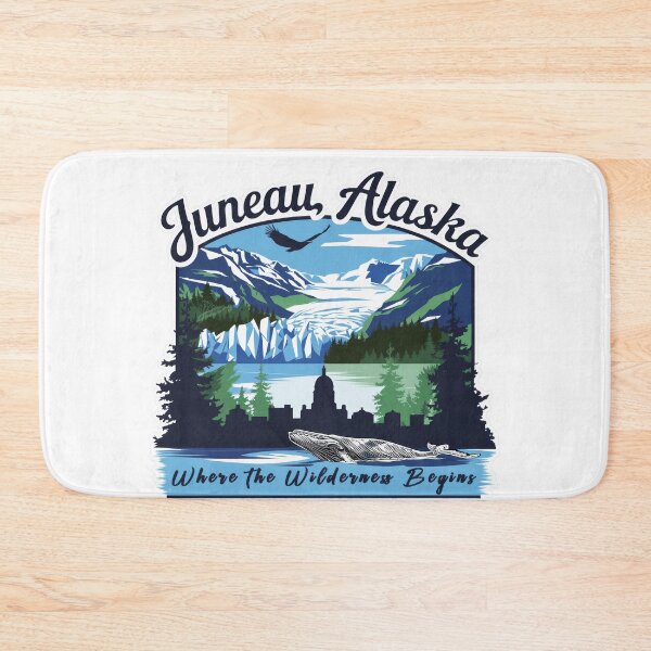 Item preview, Vintage Juneau Alaska – Retro travel design with glacier, whale and city silhouette designed and sold by pod24.