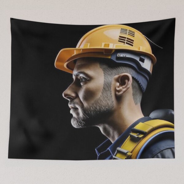 Item preview, construction worker, man, helmet, worker designed and sold by DonnaBlankaArt.