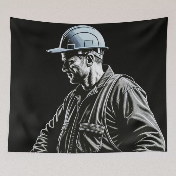 Item preview, construction worker, man, helmet, worker designed and sold by DonnaBlankaArt.