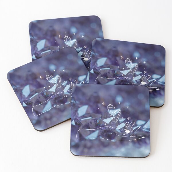 Item preview, Aqua Aura Quartz Blue Purple Crystals designed and sold by WildWoodlandWitch.