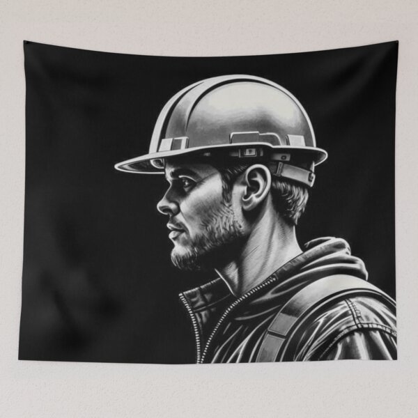 Item preview, construction worker, man, helmet, worker designed and sold by DonnaBlankaArt.