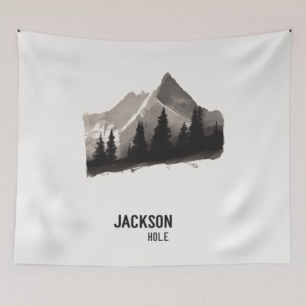Item preview, Jackson Hole Minimalist Mountain Landscape Art designed and sold by Retro Travel Design.