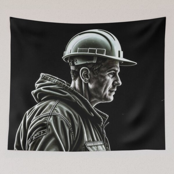 Item preview, construction worker, man, helmet, worker designed and sold by DonnaBlankaArt.