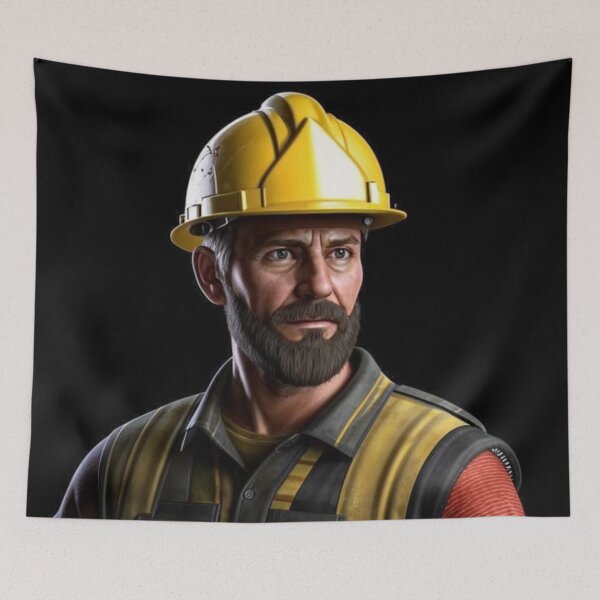 Item preview, construction worker, man, helmet, worker designed and sold by DonnaBlankaArt.