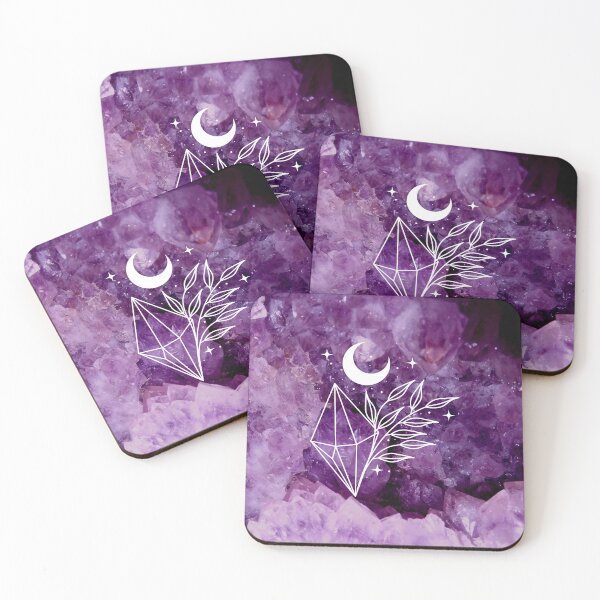 Item preview, Amethyst Cluster Purple Crystals Crescent Moon designed and sold by WildWoodlandWitch.