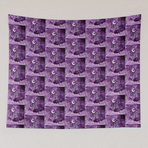 Item preview, Amethyst Cluster Purple Crystals Crescent Moon designed and sold by WildWoodlandWitch.