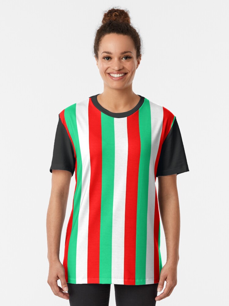Red, Green and White Stripes Graphic T-Shirt for Sale by