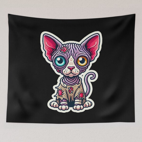Item preview, Cute Zombie Cat in Halloween costume - Sphynx kitty Trick-or-treat! designed and sold by Rodim91.