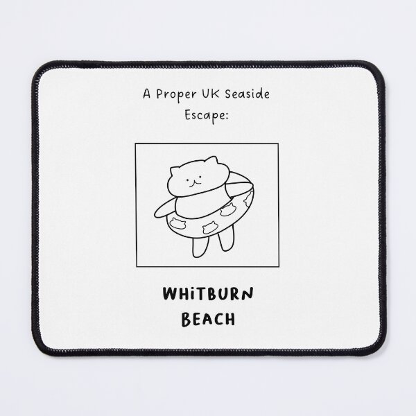 Item preview, Whitburn Beach | A Proper UK Seaside Escape | Illustration of a Cute Cat Wearing a Float Ring designed and sold by RM-Journey.