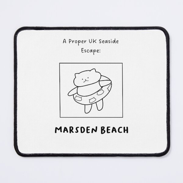 Item preview, Marsden Beach | A Proper UK Seaside Escape | Illustration of a Cute Cat Wearing a Float Ring designed and sold by RM-Journey.