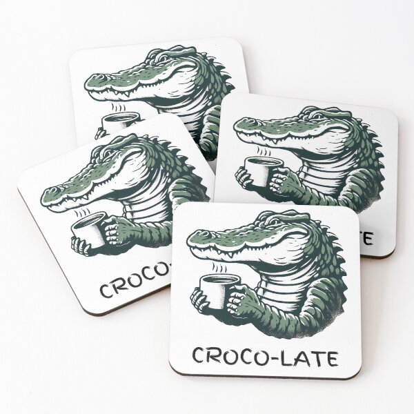 Item preview, Funny Crocodile Drinking Hot Chocolate - Minimalist Animal Art designed and sold by BeaverFriends.