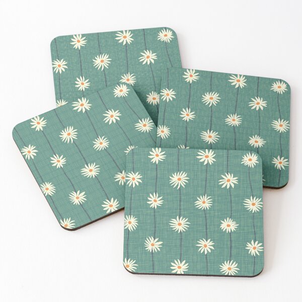 Item preview, White daisy chain on green background designed and sold by Inkworthy.