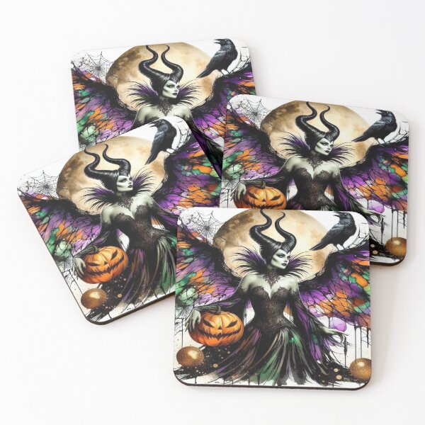 Item preview, Maleficent-Inspired Watercolor Fairy Witch with Pumpkin and Raven designed and sold by Visionary Vibez.