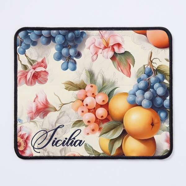 Item preview, Sicilia - pattern with leander flowers and fruits grapes and apricots peaches designed and sold by EmeraldeaArt.