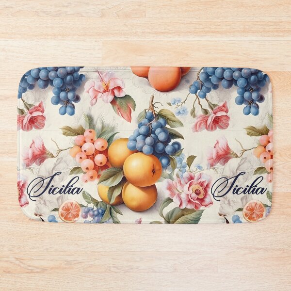 Item preview, Sicilia - pattern with leander flowers and fruits grapes and apricots peaches designed and sold by EmeraldeaArt.