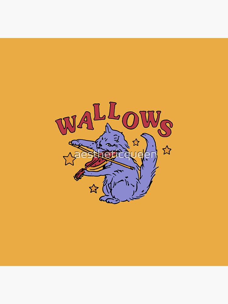 Thumbnail 3 of 3, Pin, Wallows Purple Cat Red Fiddle Violin Yellow Stars designed and sold by aestheticqueen.