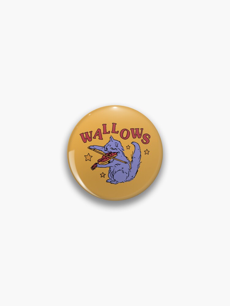 Thumbnail 1 of 3, Pin, Wallows Purple Cat Red Fiddle Violin Yellow Stars designed and sold by aestheticqueen.