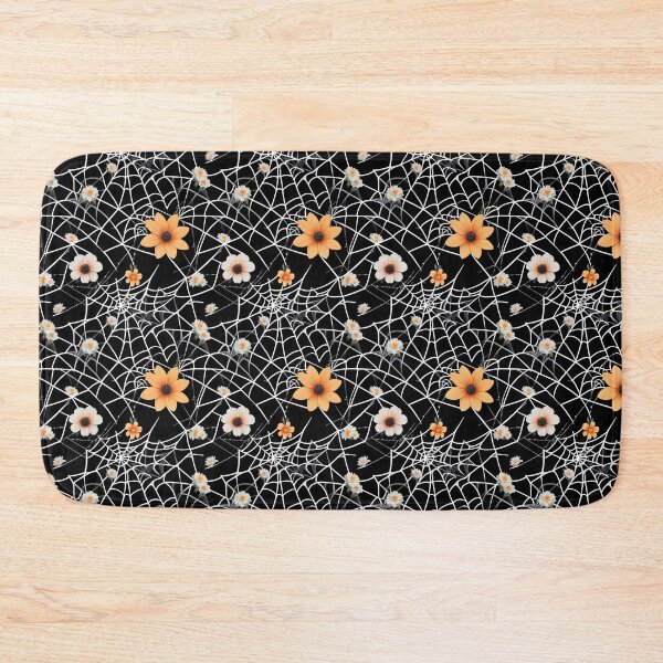 Item preview, Spider webs, orange and light pink flowers - dark floral girly gothic feminine goth spooky halloween for girls designed and sold by Fantasy Cache.