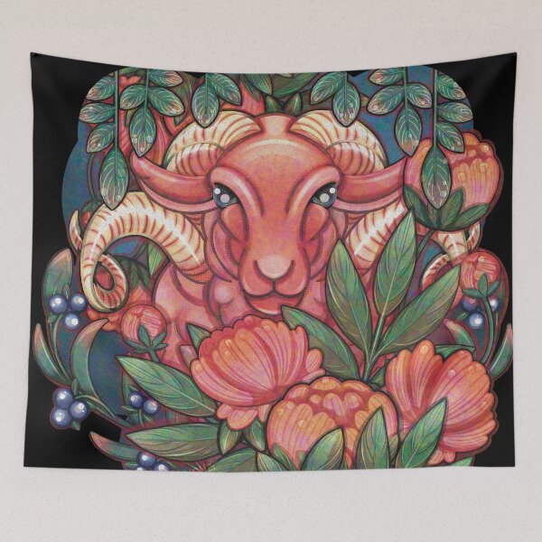 Item preview, Spring Sheep with Peonies and Dew - by hyasynth designed and sold by silveryweb.