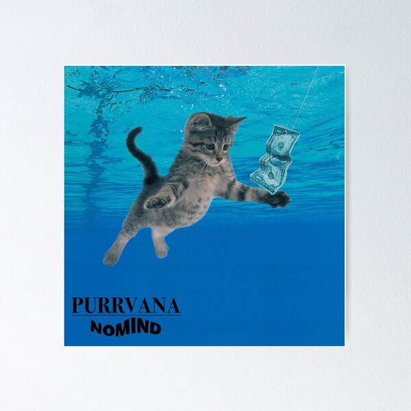 Item preview, Cat Parody of Nirvana Nevermind Album Cover designed and sold by nuila.