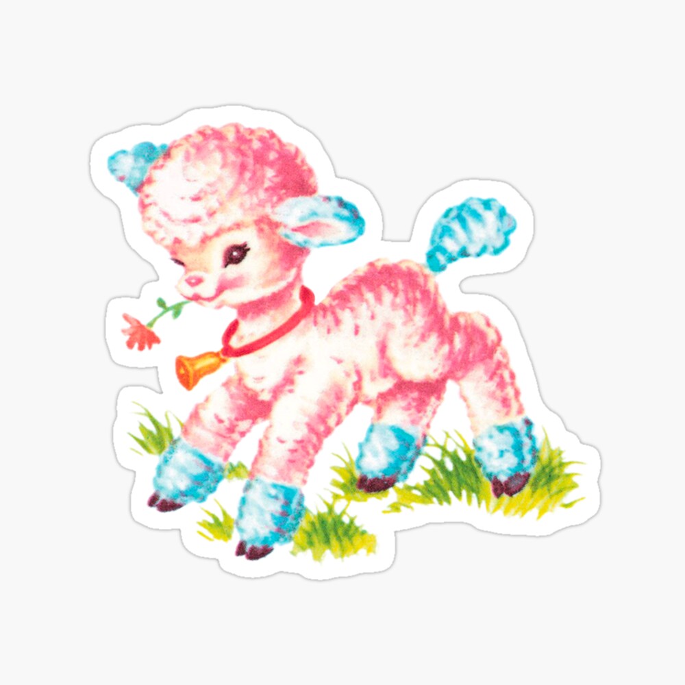 Vintage Lamb Pink Blue Poster