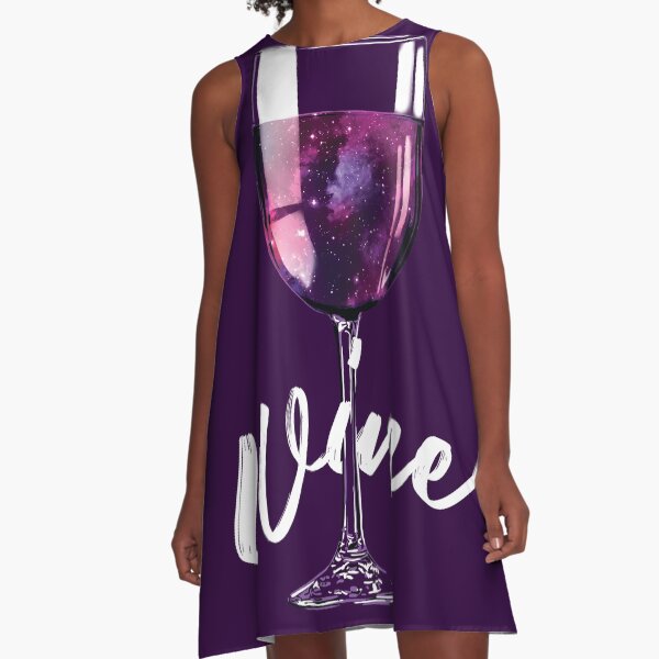 Wine Lover Galaxy Space Design A-Line Dress