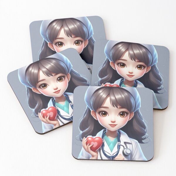 Item preview, Cute Girl Doctor Holding Love Heart with Stethoscope Cartoon Vector Icon  designed and sold by hjian8219.