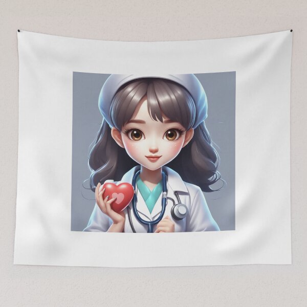 Item preview, Cute Girl Doctor Holding Love Heart with Stethoscope Cartoon Vector Icon  designed and sold by hjian8219.