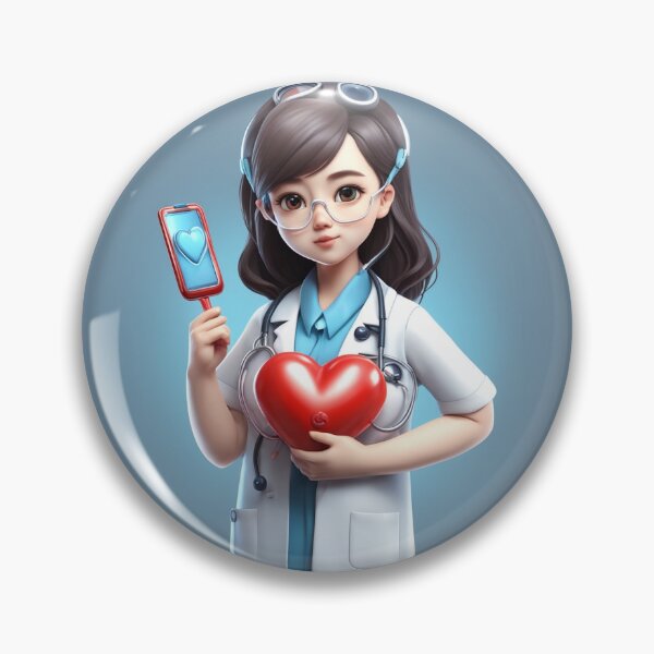 Item preview, Cute Girl Doctor Holding Love Heart with Stethoscope Cartoon Vector Icon  designed and sold by hjian8219.