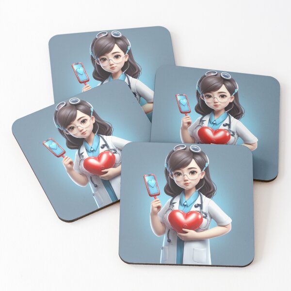 Item preview, Cute Girl Doctor Holding Love Heart with Stethoscope Cartoon Vector Icon  designed and sold by hjian8219.