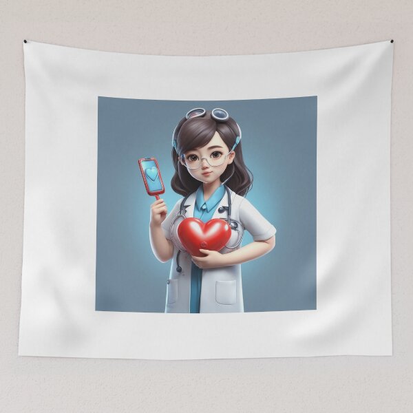 Item preview, Cute Girl Doctor Holding Love Heart with Stethoscope Cartoon Vector Icon  designed and sold by hjian8219.