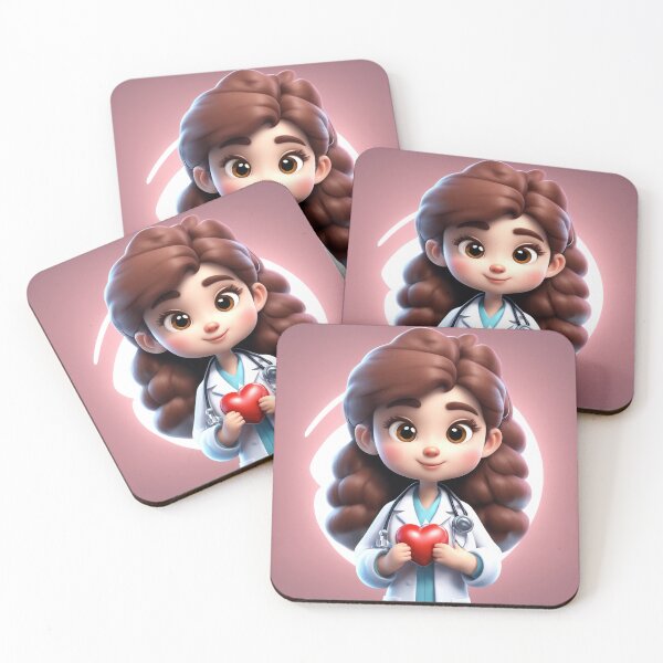 Item preview, Cute Girl Doctor Holding Love Heart with Stethoscope Cartoon Vector Icon  designed and sold by hjian8219.