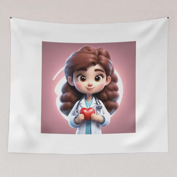 Item preview, Cute Girl Doctor Holding Love Heart with Stethoscope Cartoon Vector Icon  designed and sold by hjian8219.