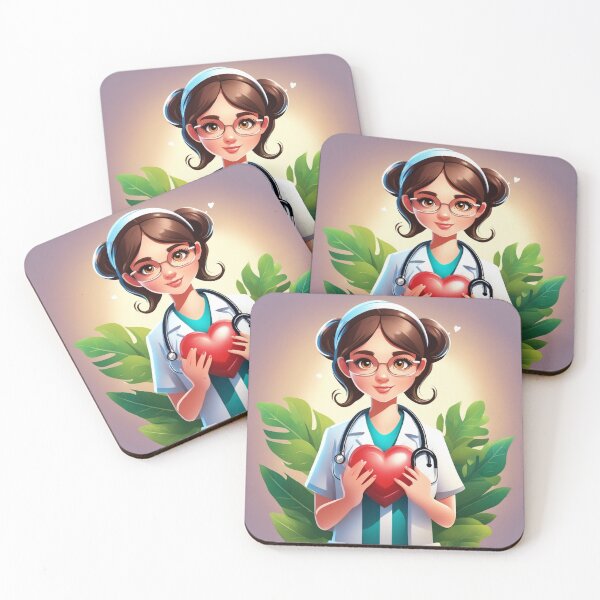 Item preview, Cute Girl Doctor Holding Love Heart with Stethoscope Cartoon Vector Icon  designed and sold by hjian8219.
