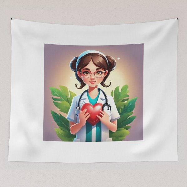 Item preview, Cute Girl Doctor Holding Love Heart with Stethoscope Cartoon Vector Icon  designed and sold by hjian8219.
