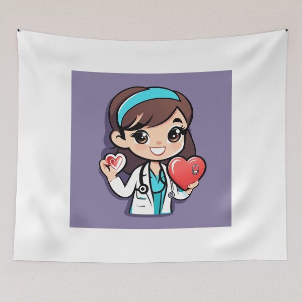 Item preview, Cute Girl Doctor Holding Love Heart with Stethoscope Cartoon Vector Icon  designed and sold by hjian8219.