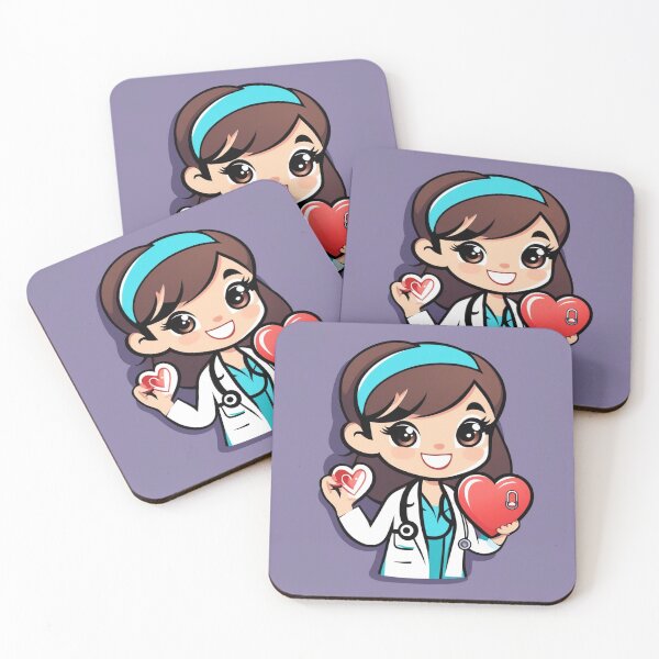 Item preview, Cute Girl Doctor Holding Love Heart with Stethoscope Cartoon Vector Icon  designed and sold by hjian8219.