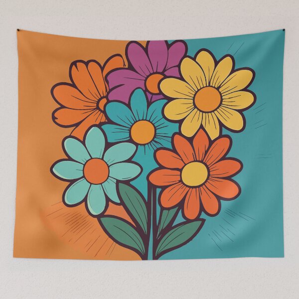 Item preview,  Art Flowers Design with Bright, contrasting colors with thick outlines. designed and sold by HEMRO.