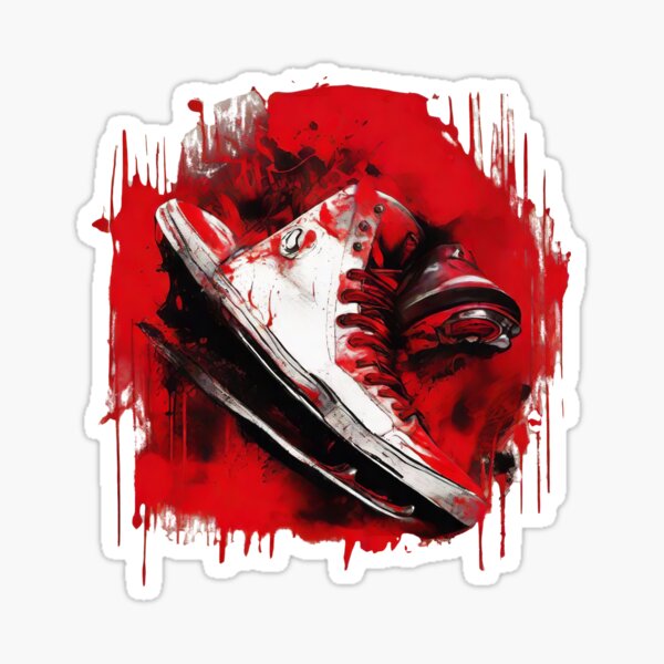 Crimson Canvas: Grunge Converse Skates Sticker