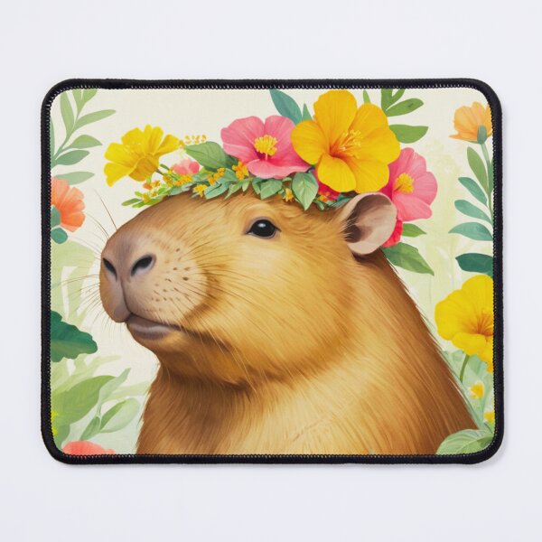 Item preview, Capybara Flower Art Painting designed and sold by ChaosReigns91.