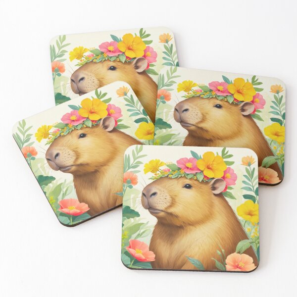 Item preview, Capybara Flower Art Painting designed and sold by ChaosReigns91.