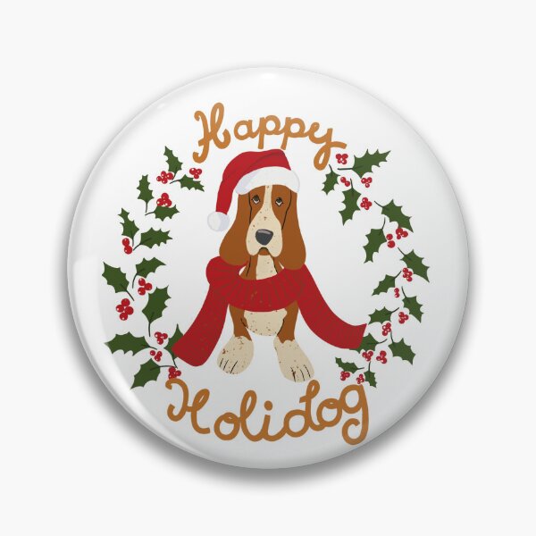 Item preview, Happy Holidog! Santa Hat Basset Hound designed and sold by Katherine Mills .