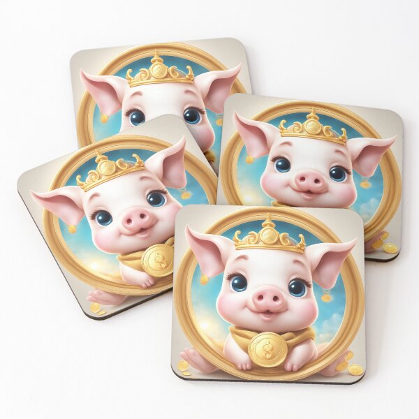Item preview, Cute Baby Pig Holding Gold Coin Cartoon Vector Icon  designed and sold by hjian8219.