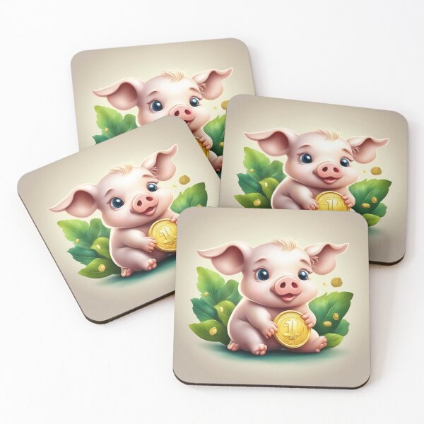 Item preview, Cute Baby Pig Holding Gold Coin Cartoon Vector Icon  designed and sold by hjian8219.