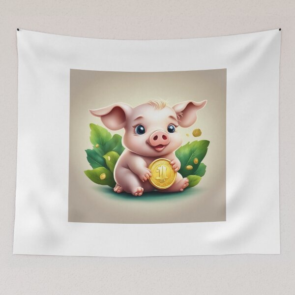 Item preview, Cute Baby Pig Holding Gold Coin Cartoon Vector Icon  designed and sold by hjian8219.