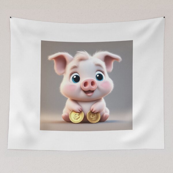 Item preview, Cute Baby Pig Holding Gold Coin Cartoon Vector Icon  designed and sold by hjian8219.