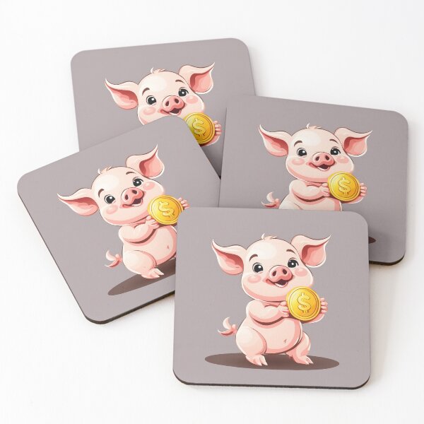Item preview, Cute Baby Pig Holding Gold Coin Cartoon Vector Icon  designed and sold by hjian8219.