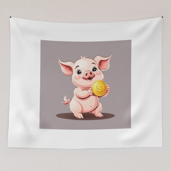 Item preview, Cute Baby Pig Holding Gold Coin Cartoon Vector Icon  designed and sold by hjian8219.