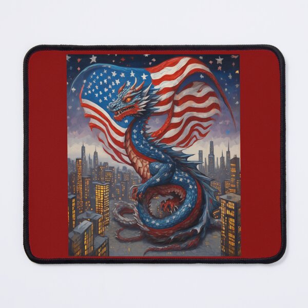 Item preview, "Dragonized Stars and Stripes: Futuristic American Flag Dragon" designed and sold by Artisticanvas.