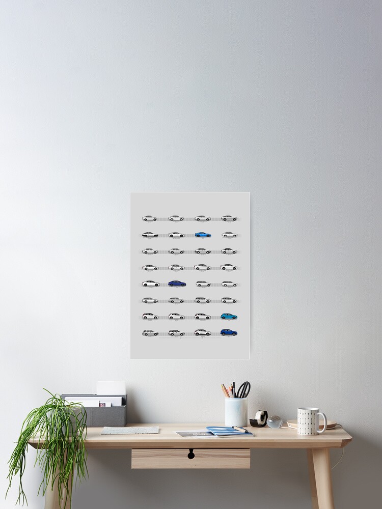 Thumbnail 2 of 3, Poster, Toyota T&N (1/4 Compacts Blue) "Toyota Then and Now" MY2025 designed and sold by thelastlugnut.